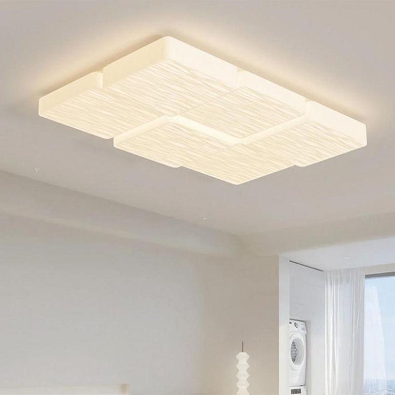 Modern Minimalist Rectangular Iron Plastic LED Flush Mount Ceiling Light For Bedroom