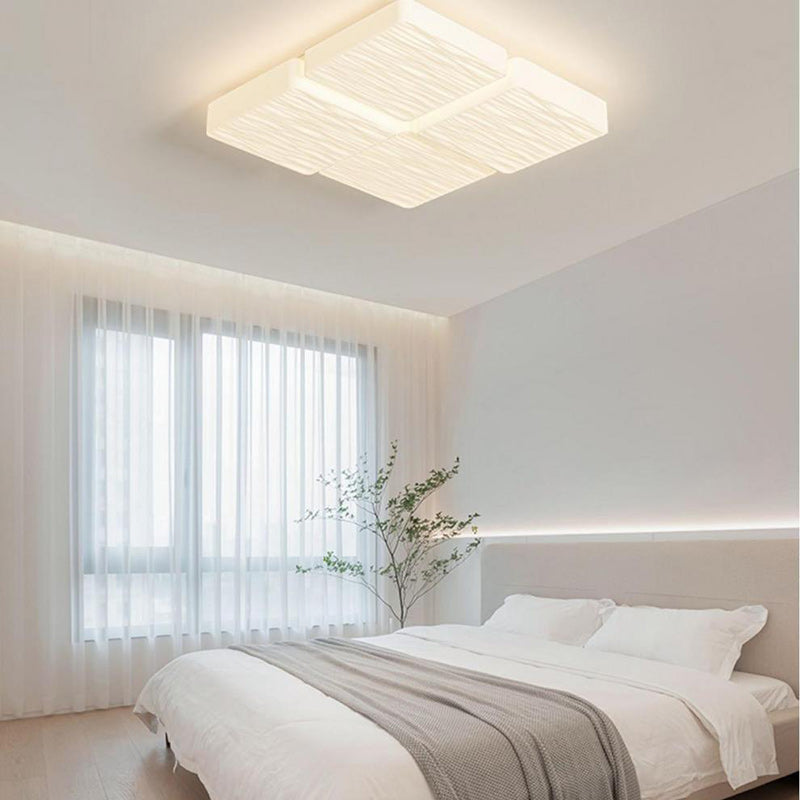 Modern Minimalist Rectangular Iron Plastic LED Flush Mount Ceiling Light For Bedroom