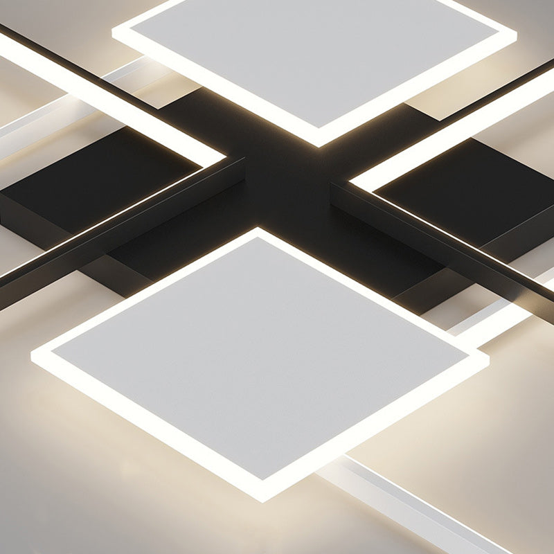 Contemporary Scandinavian Square Iron Acrylic LED Flush Mount Ceiling Light For Bedroom
