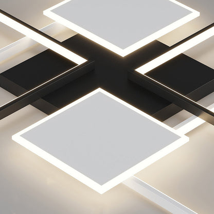 Contemporary Scandinavian Square Iron Acrylic LED Flush Mount Ceiling Light For Bedroom