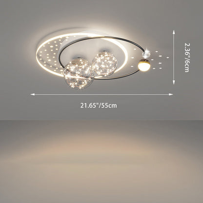 Contemporary Creative Star Round Iron Acrylic LED Flush Mount Ceiling Light For Bedroom