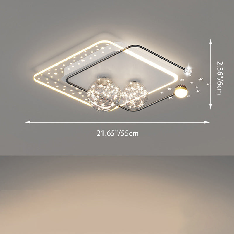 Contemporary Creative Star Round Iron Acrylic LED Flush Mount Ceiling Light For Bedroom