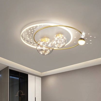 Contemporary Creative Star Round Iron Acrylic LED Flush Mount Ceiling Light For Bedroom