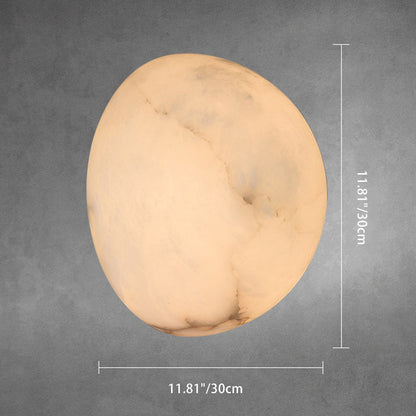 Contemporary Scandinavian Round Copper Marble 1-Light Wall Sconce Lamp For Bedroom