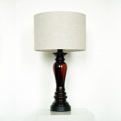 Traditional Vintage Cylinder Ceramic Metal Fabric 1-Light Table Lamp For Bedroom