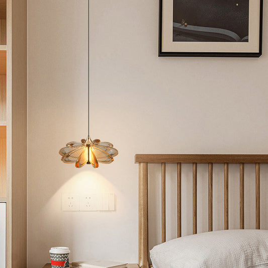 Contemporary Scandinavian Petal Round Acrylic Aluminum LED Pendant Light For Bedroom
