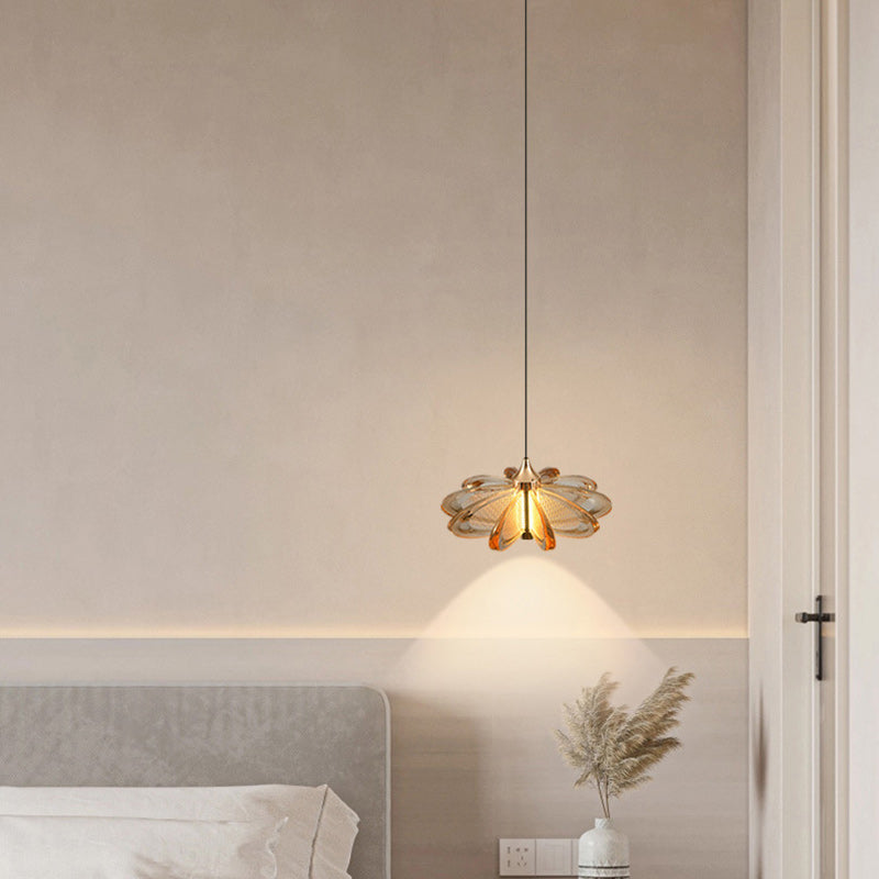 مصباح LED دائري معاصر من الأكريليك والألومنيوم بتصميم بتلات إسكندنافية لغرفة النوم 