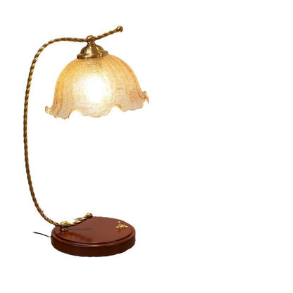 Traditional French Lace Hemisphere Glass Metal 1-Light Table Lamp For Bedroom