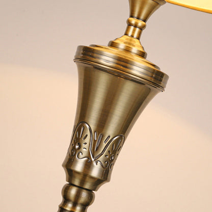 Traditional Vintage Frustum Metal Fabric 1-Light Table Lamp For Bedroom