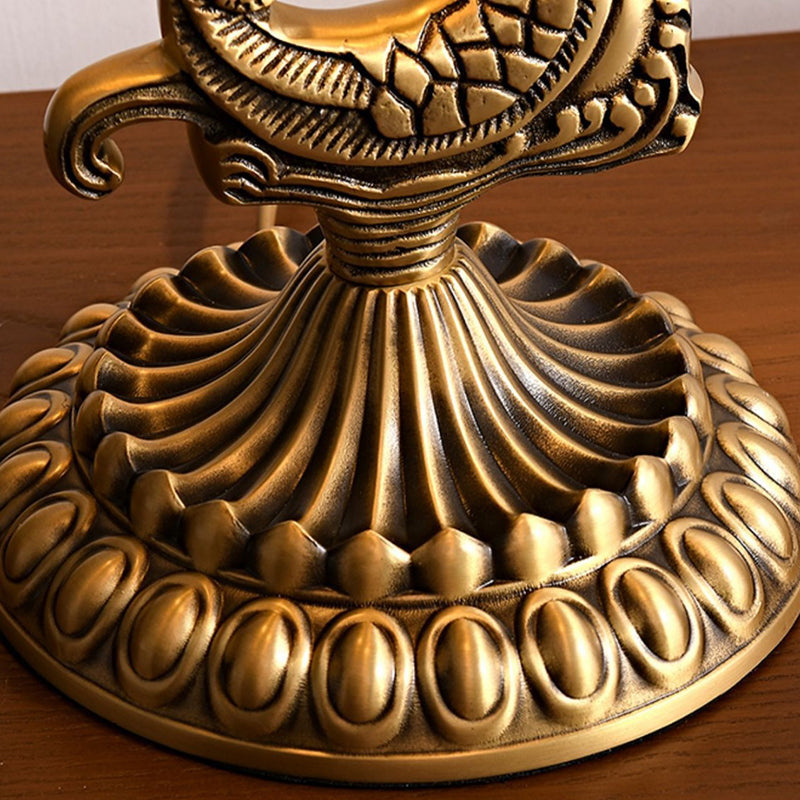 Traditional Vintage Swan Dome Shell Copper 1-Light Table Lamp For Bedroom