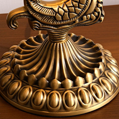 Traditional Vintage Swan Dome Shell Copper 1-Light Table Lamp For Bedroom