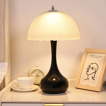 Traditional French Dome Glass Iron LED Table Lamp For Bedroom