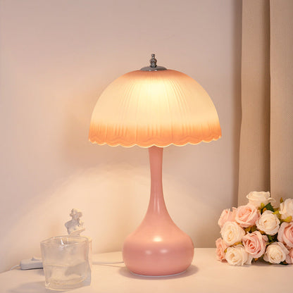 Traditional French Dome Glass Iron LED Table Lamp For Bedroom