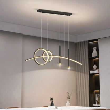 Contemporary Creative Curve Iron Aluminum Silicone Acrylic LED Chandelier Island Light For Dining Room