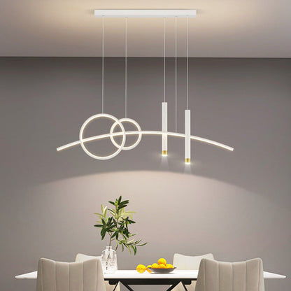 Contemporary Creative Curve Iron Aluminum Silicone Acrylic LED Chandelier Island Light For Dining Room