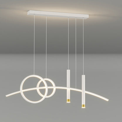 Contemporary Creative Curve Iron Aluminum Silicone Acrylic LED Chandelier Island Light For Dining Room