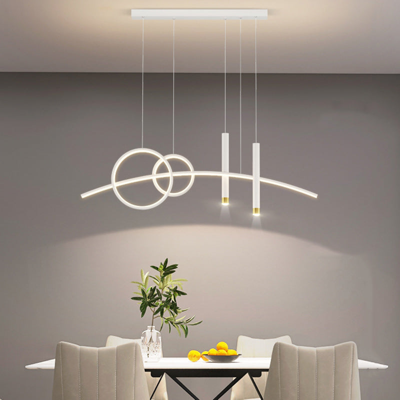 Contemporary Creative Curve Iron Aluminum Silicone Acrylic LED Chandelier Island Light For Dining Room