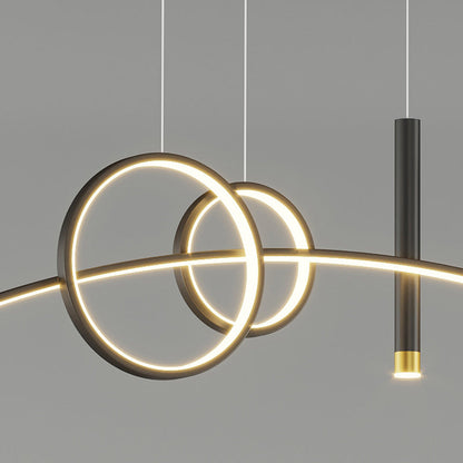 Contemporary Creative Curve Iron Aluminum Silicone Acrylic LED Chandelier Island Light For Dining Room