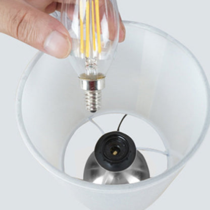Modern Minimalist Cylinder Metal Fabric 1-Light Table Lamp For Bedroom