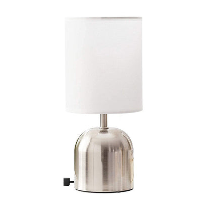 Modern Minimalist Cylinder Metal Fabric 1-Light Table Lamp For Bedroom