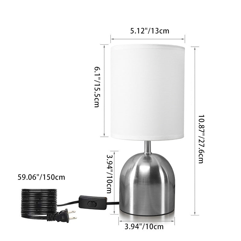 Modern Minimalist Cylinder Metal Fabric 1-Light Table Lamp For Bedroom