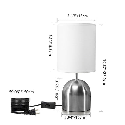 Modern Minimalist Cylinder Metal Fabric 1-Light Table Lamp For Bedroom