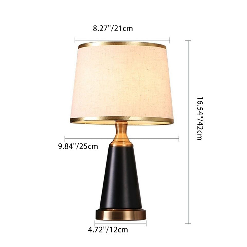 Modern Luxury Cylinder Metal Fabric 1-Light Table Lamp For Bedroom