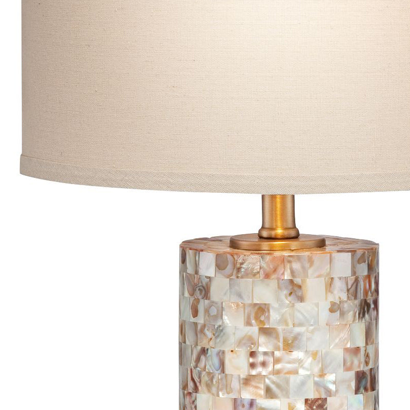 Contemporary Scandinavian Cylinder Shell Fabric Metal LED Table Lamp For Bedroom