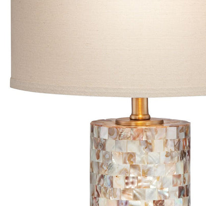 Contemporary Scandinavian Cylinder Shell Fabric Metal LED Table Lamp For Bedroom