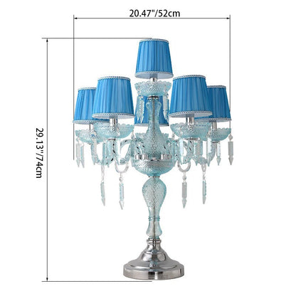 Traditional European Round High Density Glass Crystal 6-Light Table Lamp For Bedroom