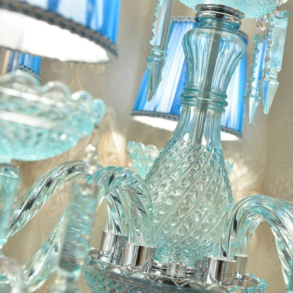 Traditional European Round High Density Glass Crystal 6-Light Table Lamp For Bedroom