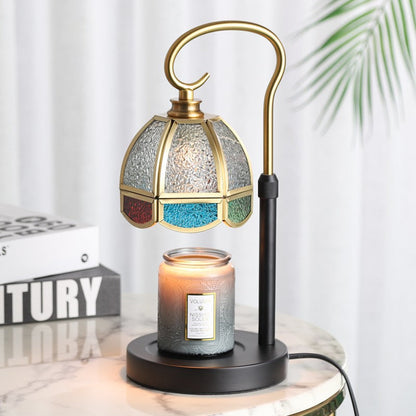 Modern Art Deco Dome Iron Copper Glass 1-Light Melting Wax Table Lamp For Bedroom