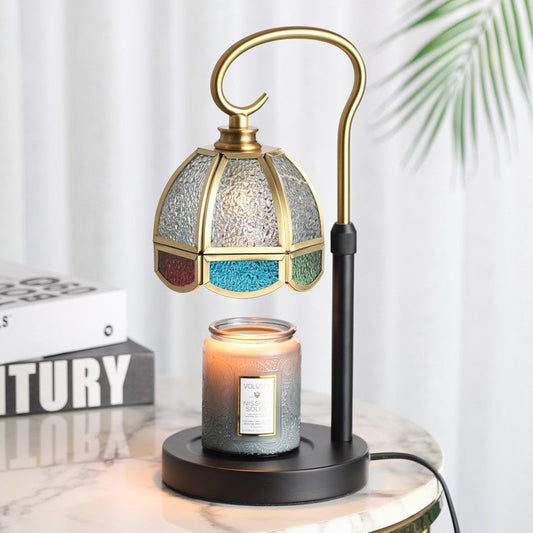 Modern Art Deco Dome Iron Copper Glass 1-Light Melting Wax Table Lamp For Bedroom