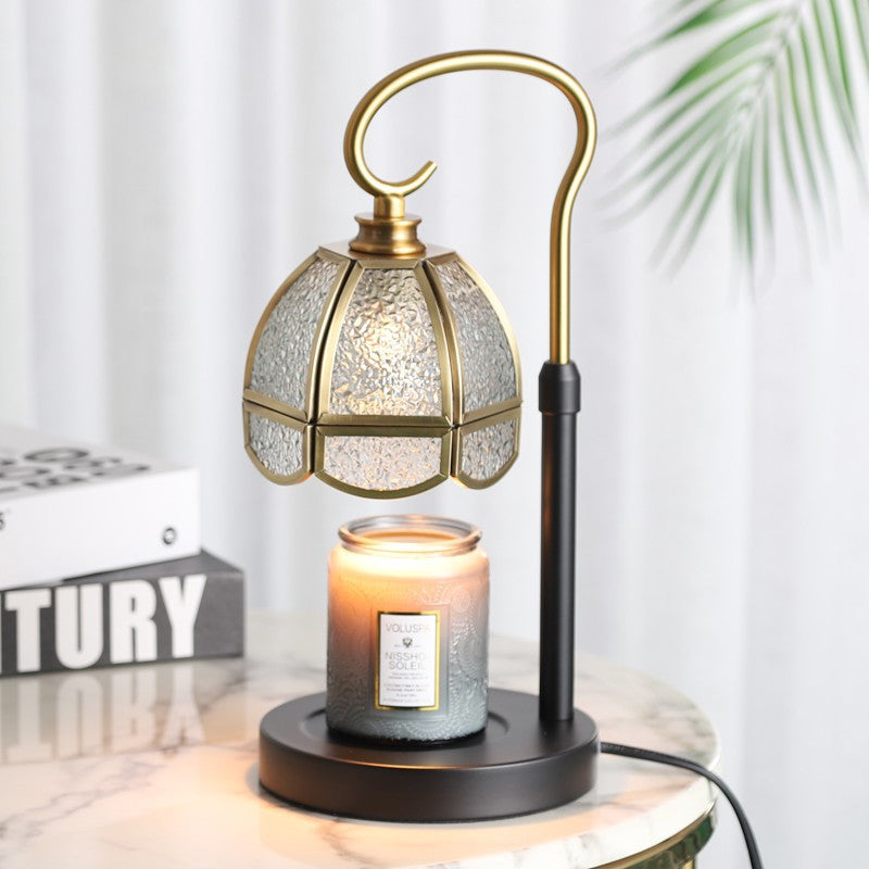 Modern Art Deco Dome Iron Copper Glass 1-Light Melting Wax Table Lamp For Bedroom