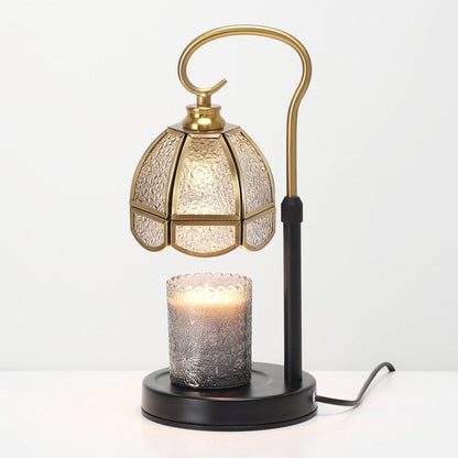 Modern Art Deco Dome Iron Copper Glass 1-Light Melting Wax Table Lamp For Bedroom