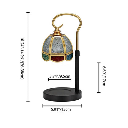 Modern Art Deco Dome Iron Copper Glass 1-Light Melting Wax Table Lamp For Bedroom