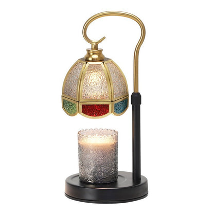Modern Art Deco Dome Iron Copper Glass 1-Light Melting Wax Table Lamp For Bedroom