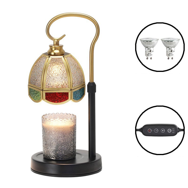 Modern Art Deco Dome Iron Copper Glass 1-Light Melting Wax Table Lamp For Bedroom