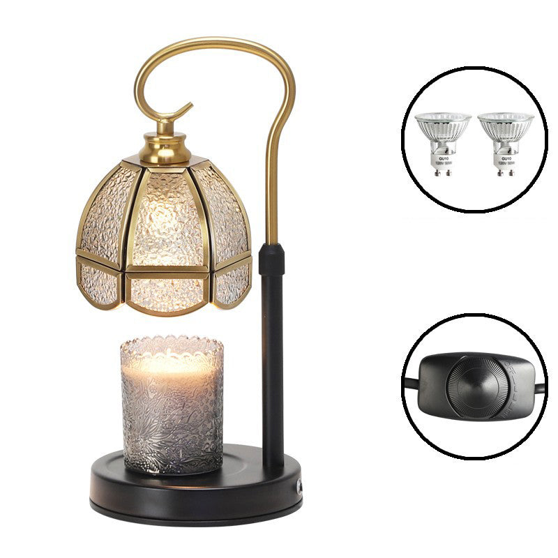 Modern Art Deco Dome Iron Copper Glass 1-Light Melting Wax Table Lamp For Bedroom