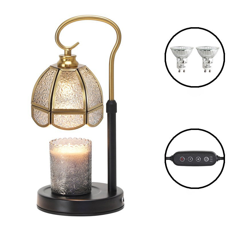 Modern Art Deco Dome Iron Copper Glass 1-Light Melting Wax Table Lamp For Bedroom