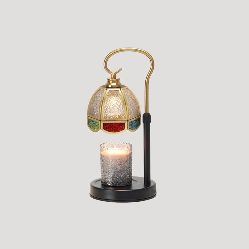Modern Art Deco Dome Iron Copper Glass 1-Light Melting Wax Table Lamp For Bedroom