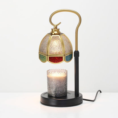 Modern Art Deco Dome Iron Copper Glass 1-Light Melting Wax Table Lamp For Bedroom