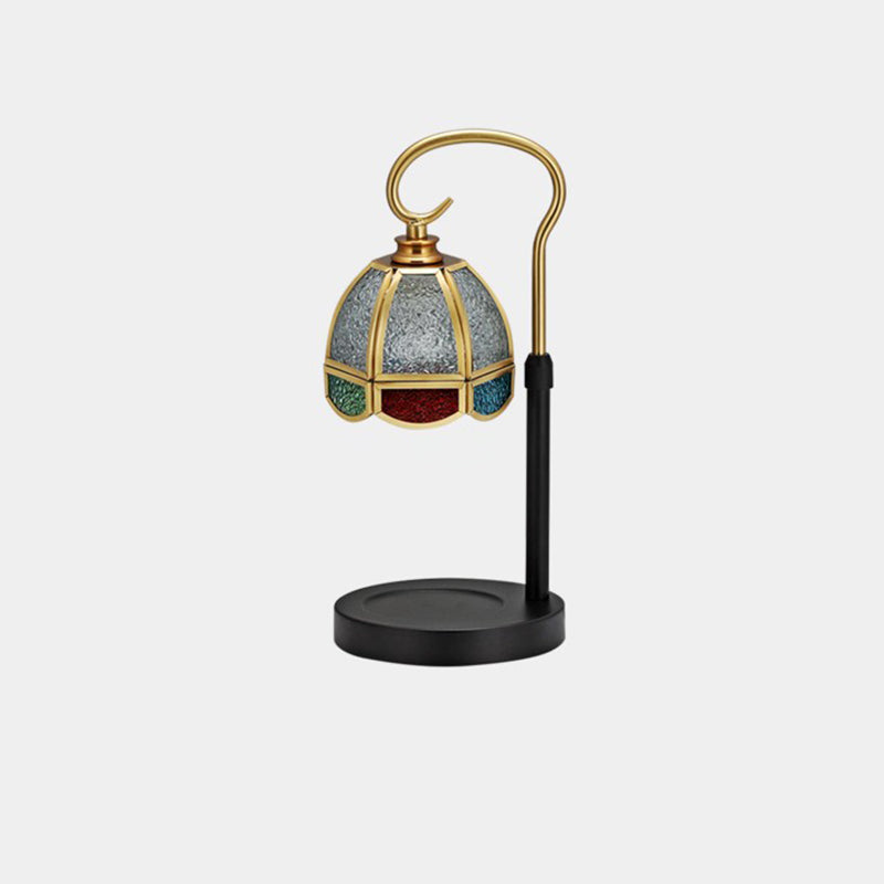 Modern Art Deco Dome Iron Copper Glass 1-Light Melting Wax Table Lamp For Bedroom