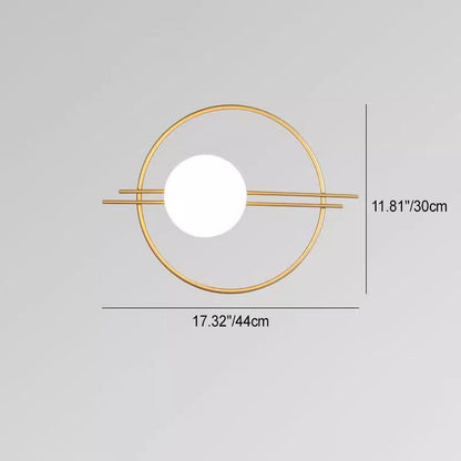 Contemporary Creative Circle Iron Glass 1-Light Wall Sconce Lamp For Bedroom
