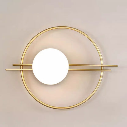Contemporary Creative Circle Iron Glass 1-Light Wall Sconce Lamp For Bedroom