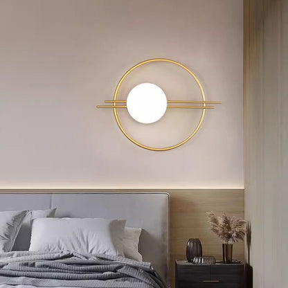 Contemporary Creative Circle Iron Glass 1-Light Wall Sconce Lamp For Bedroom