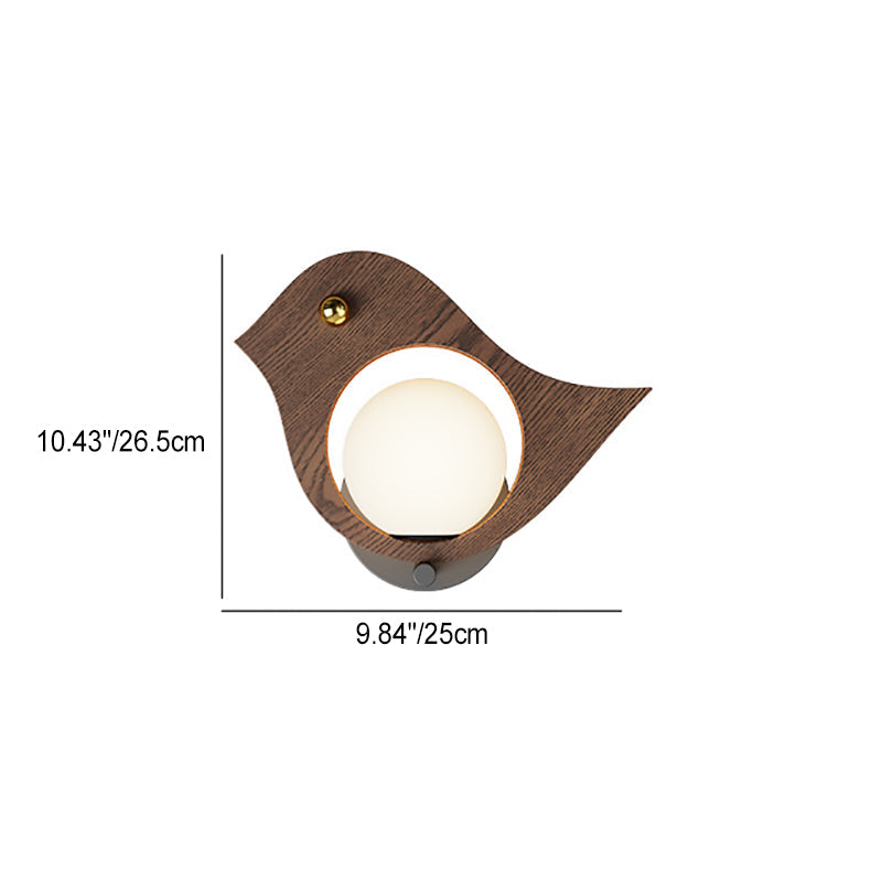 Contemporary Creative Animal Solid Wood Plastic LED Wall Sconce Lamp For Bedroom