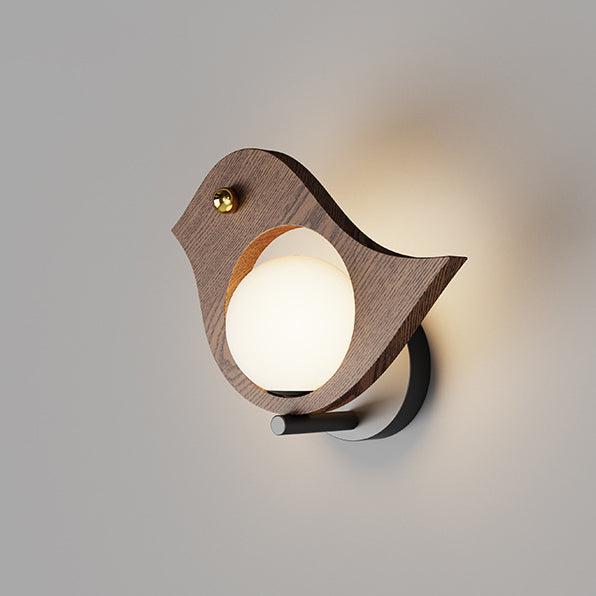Contemporary Creative Animal Solid Wood Plastic LED Wall Sconce Lamp For Bedroom