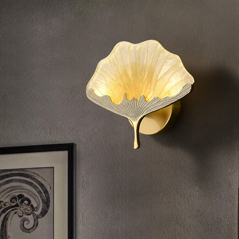 مصباح حائط LED نحاسي من الجنكة بيلوبا - تصميم صيني تقليدي 