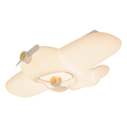 Contemporary Creative Kids Airplane Carbon Steel Resin LED Semi-Flush Mount Ceiling Light For Bedroom